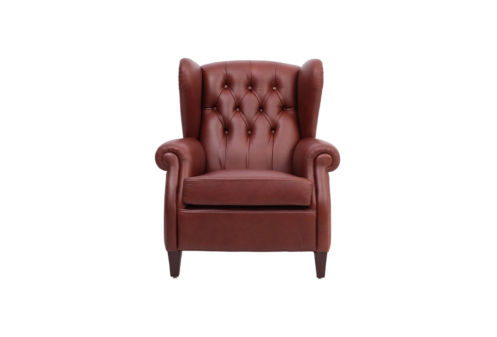 Brookwood Leather Armchair, classic design with plush comfort, perfect for relaxation and style in any room.