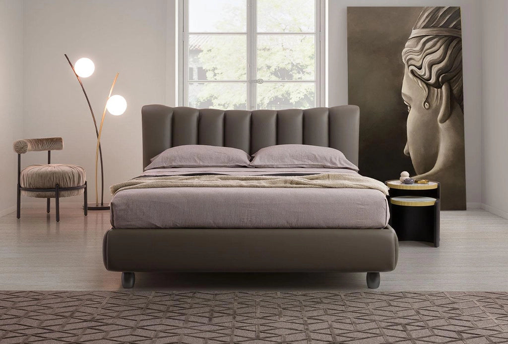 Pearl Elegance King Size Leather Bed, luxurious and spacious, perfect for modern bedroom decor