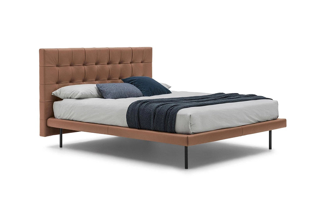 Angled view Western Comfort - Luxurious Leather Bed, designed to enhance your modern bedroom with elegance and comfort