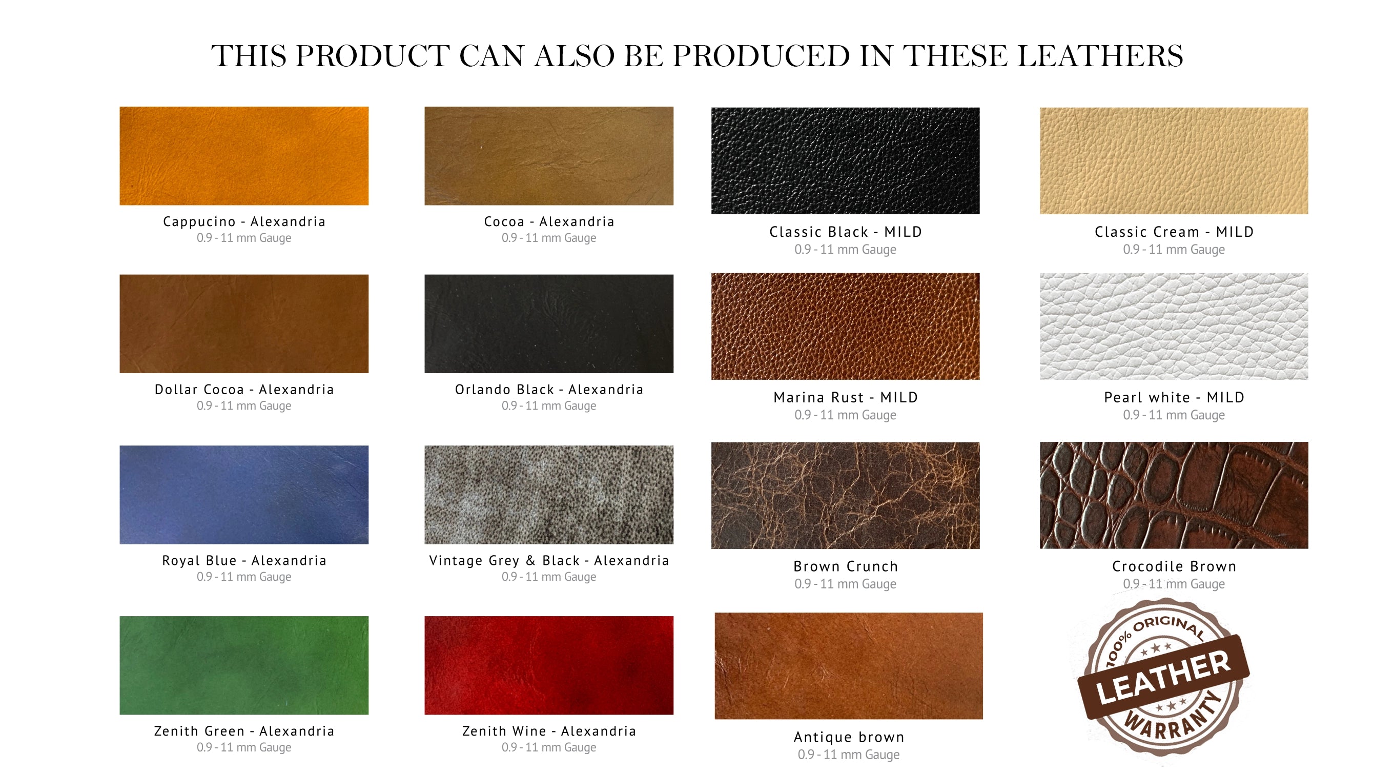 Leather Galleria - Leather Color Pallet