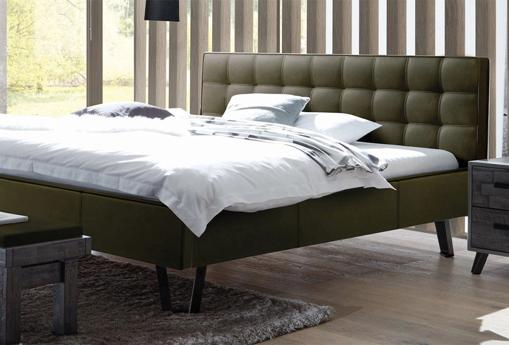 California King  Real Leather Modern Bed made of real leather, offering ultimate comfort and style