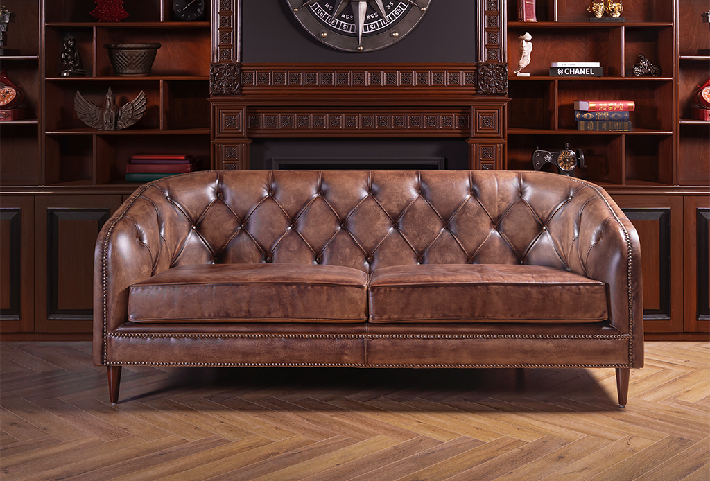 Tobean Chesterfield Leather Sofa – Handwaxed – Leather Galleria PK